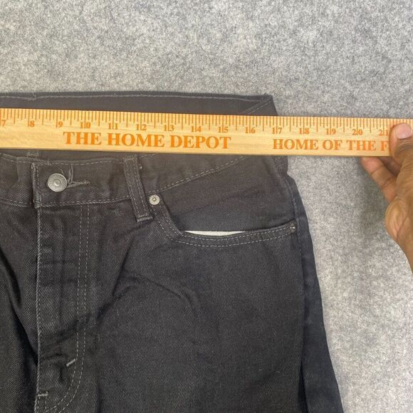 Levis 505 Jeans Mens 36x32 Black Regular Fit Straight Leg Dark Wash Denim Cotton - Picture 4 of 11